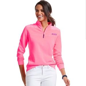 Vineyard Vines Bright Pink Quarter-Zip Shep Shirt NWOT